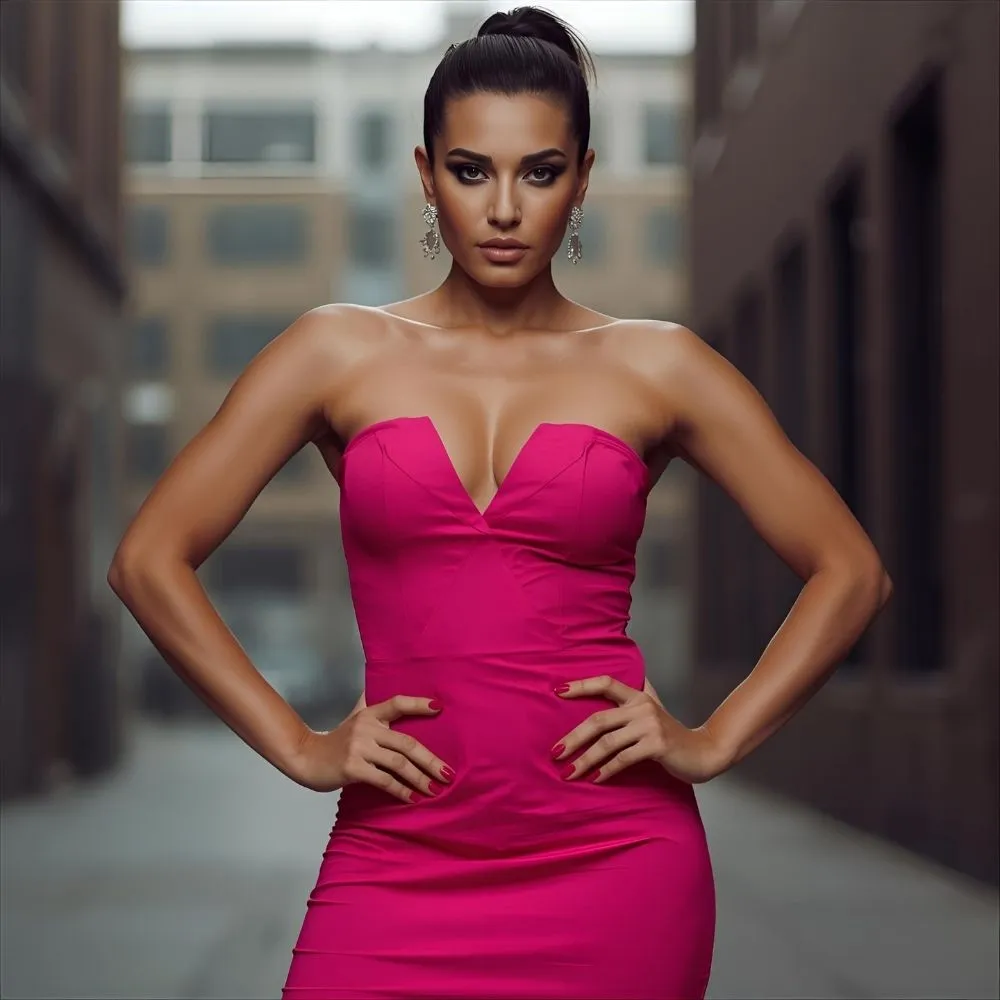 Attitude Pink Dress Captions