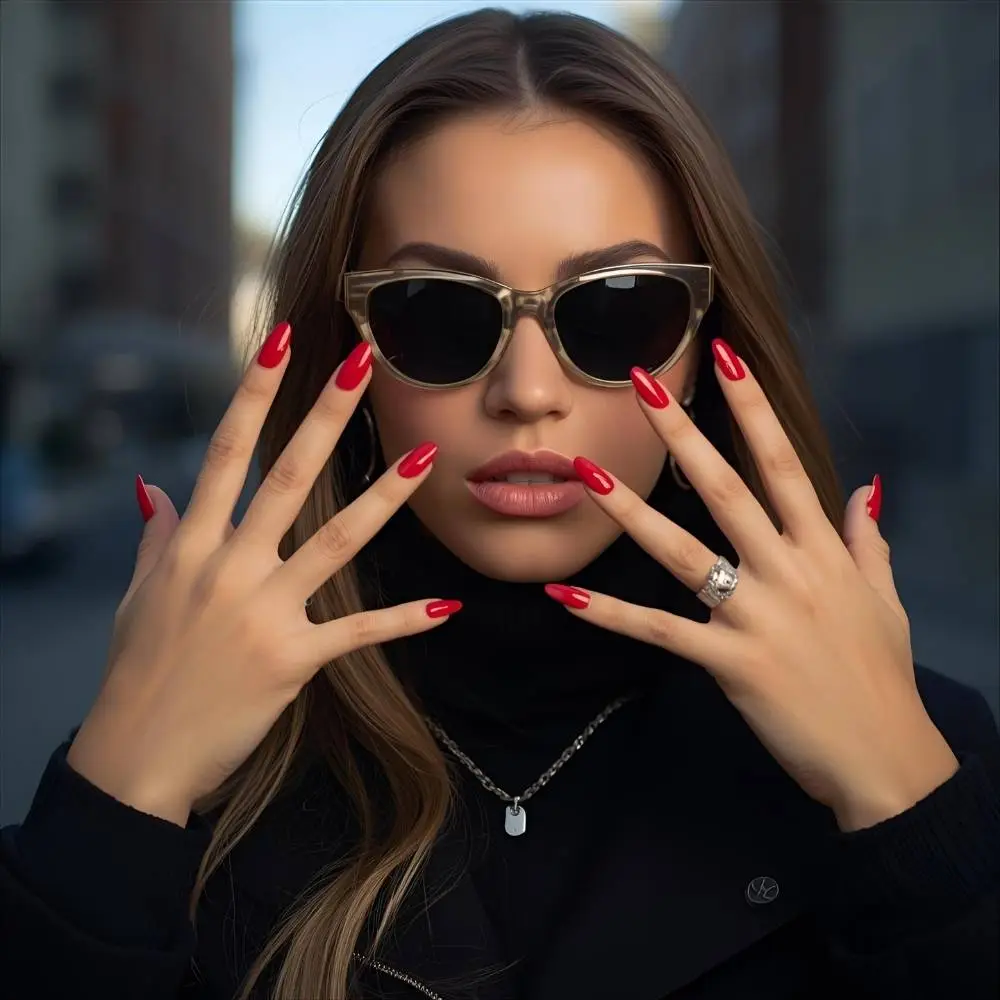 Attitude Red Nails Captions