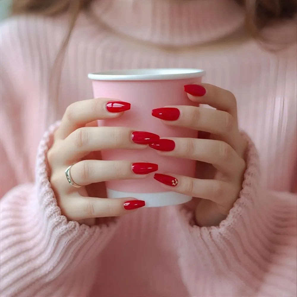 Cute Red Nails Captions