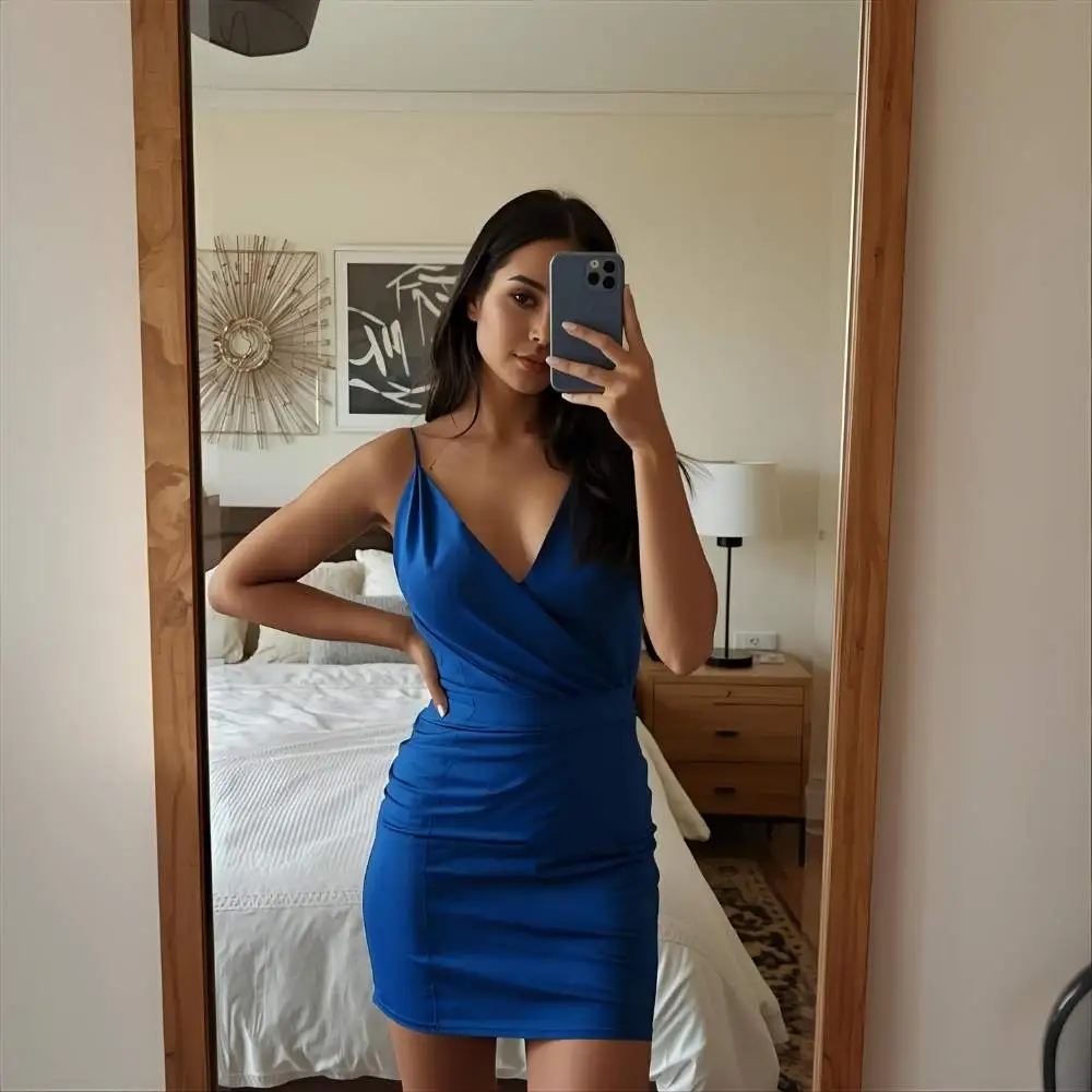 Mirror Selfie Blue Dress Captions