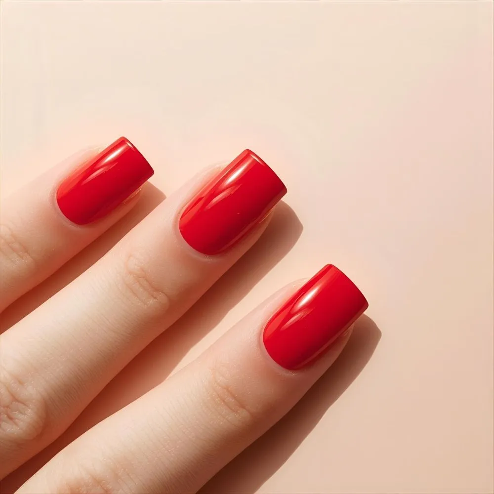Short Red Nails Captions