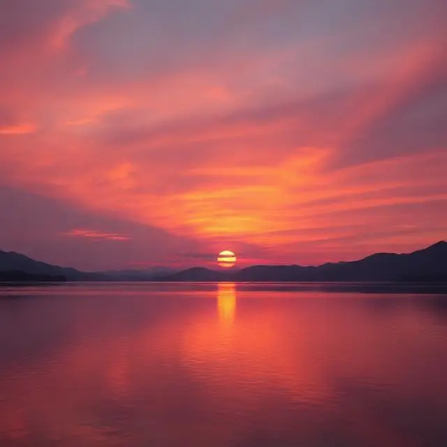 Sunset Lake View Captions 