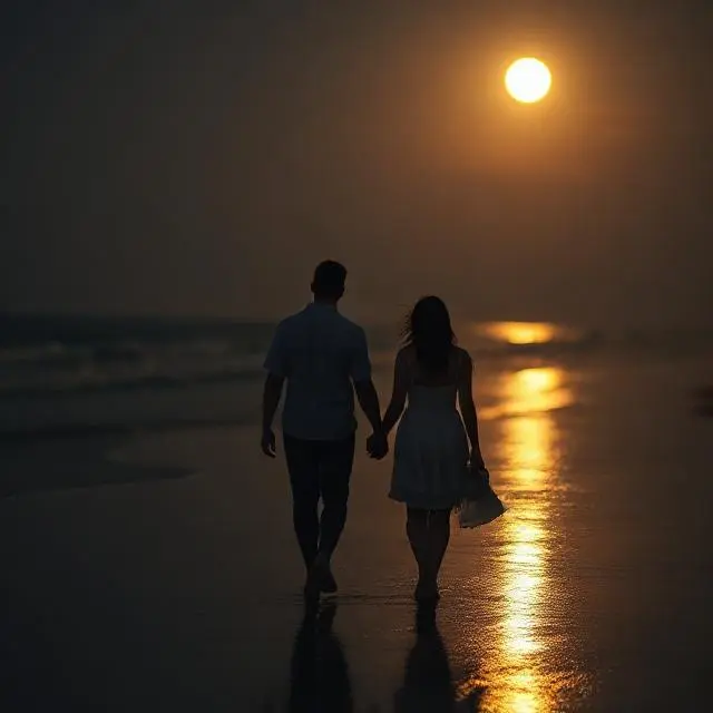 Romantic Night Beach Captions
