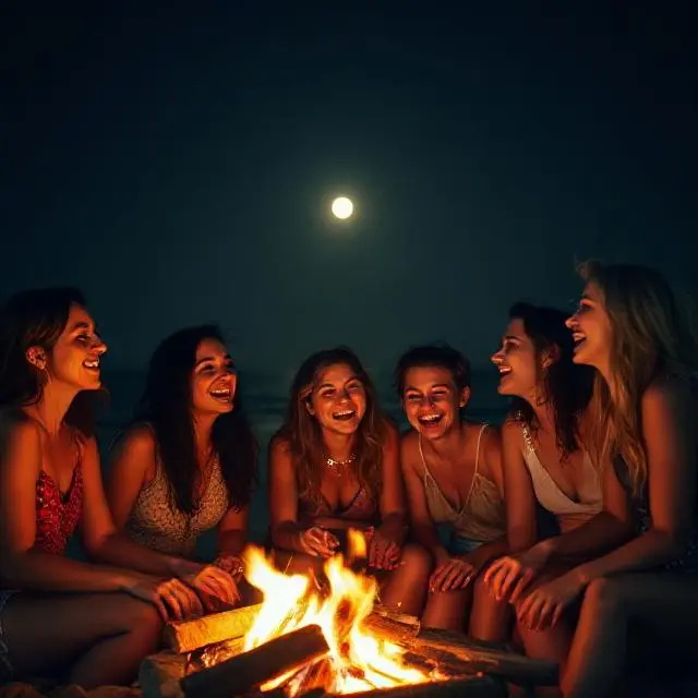Friends Night Beach Captions